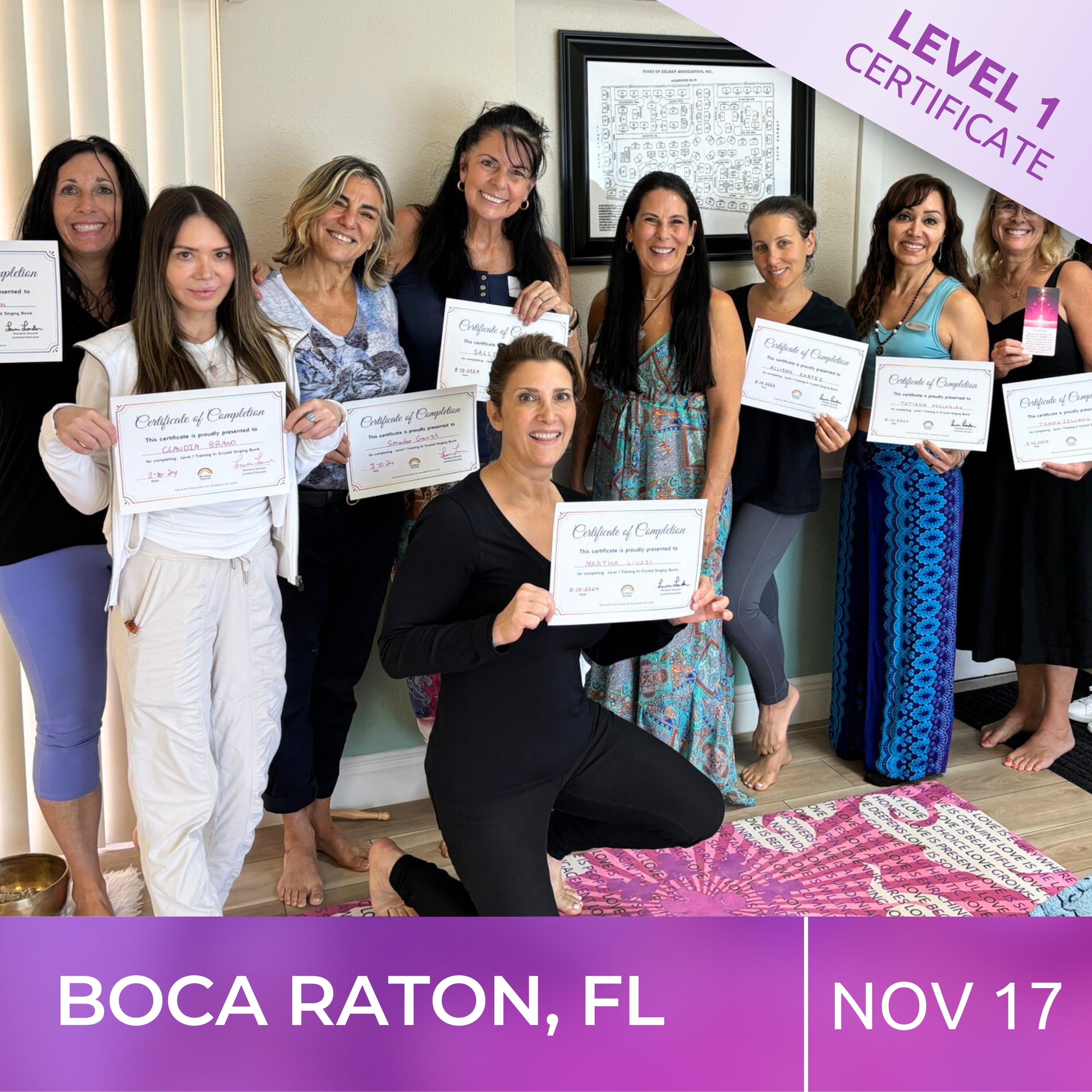 BOCA RATON, FLORIDA | Nov 17 | Crystal Bowls Certificate | Level 1 for Beginners | Half Day Class