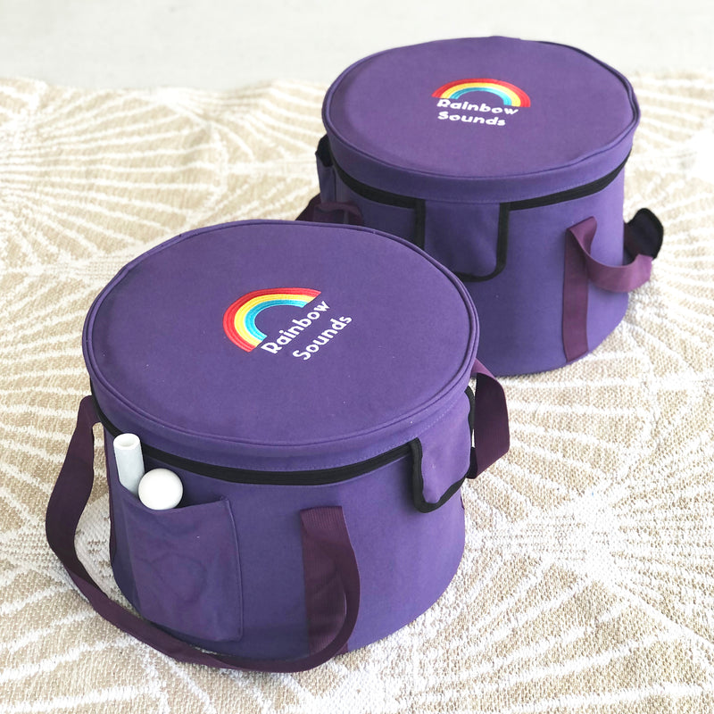 2 x Purple Carry Bags w/ Nesting Pouches (holds set of 7 Rainbow Sounds bowls)