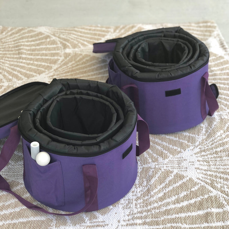 2 x Purple Carry Bags w/ Nesting Pouches (holds set of 7 Rainbow Sounds bowls)